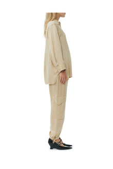 Beige Washed Satin Shirt | Safari