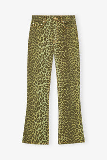 Betzy Jeans in Green Leopard Print | Celery