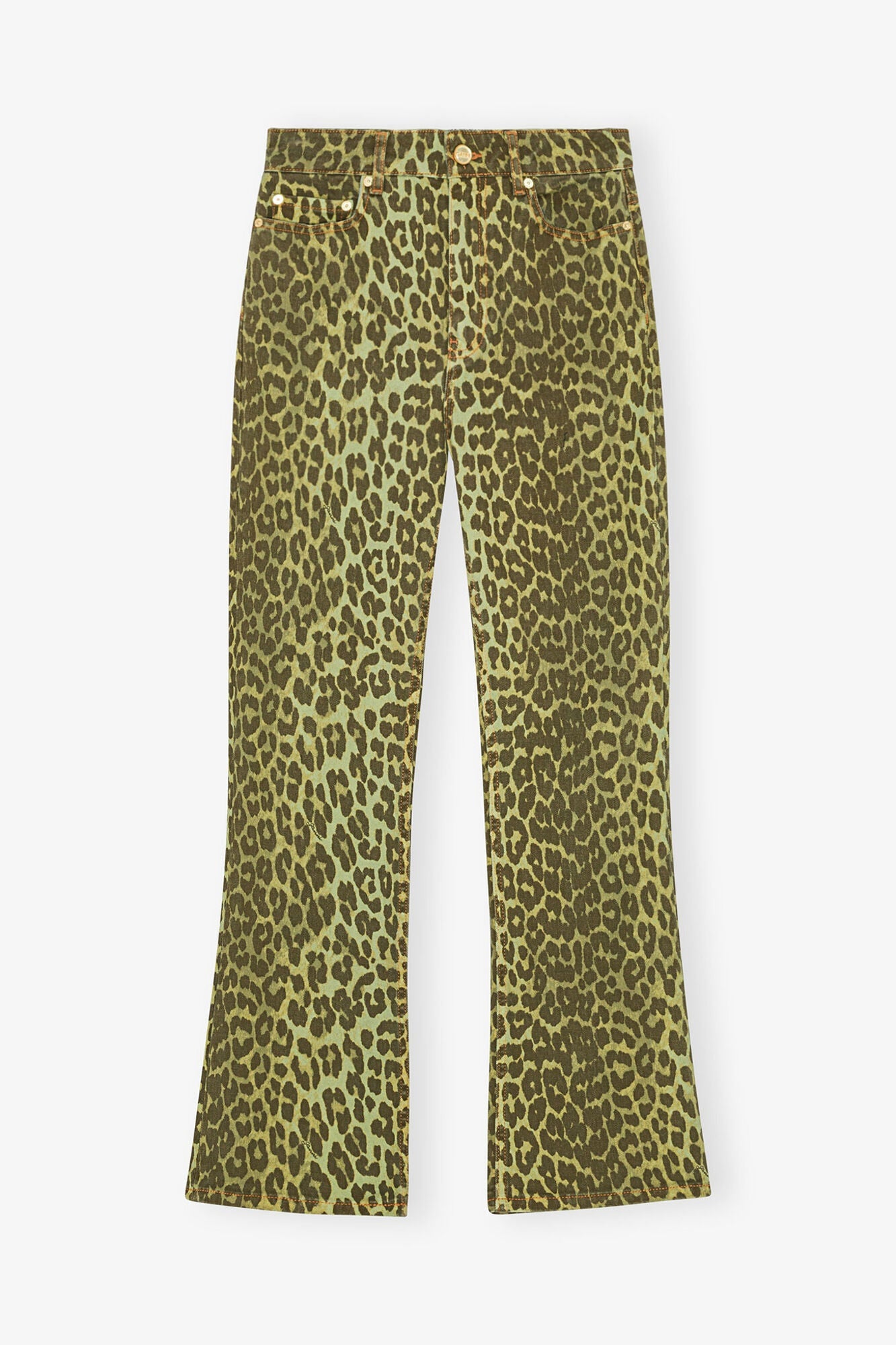 Betzy Jeans in Green Leopard Print | Celery