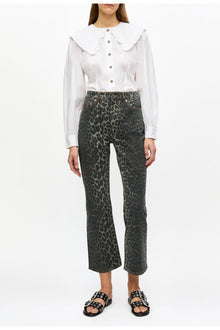 Betzy Jeans in Grey Leopard Print | Gray Pinstripe