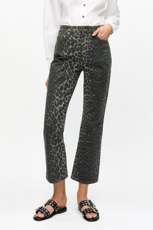Betzy Jeans in Grey Leopard Print | Gray Pinstripe