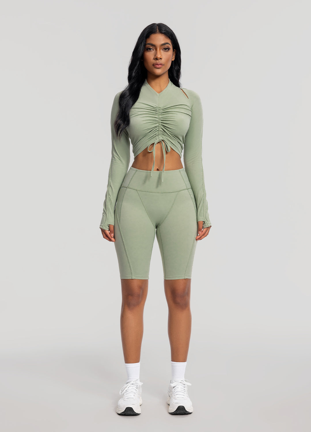 High-Waisted Performance Biker Shorts | Sage Green