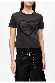 Black Cropped Heart T Shirt | Phantom