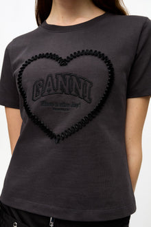 Black Cropped Heart T Shirt | Phantom