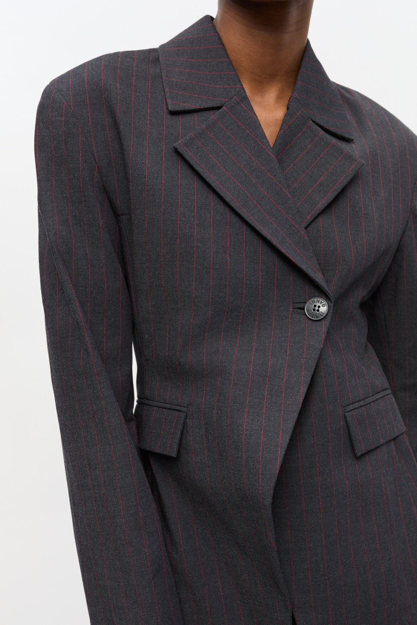 Black Pinstripe Blazer | Phantom
