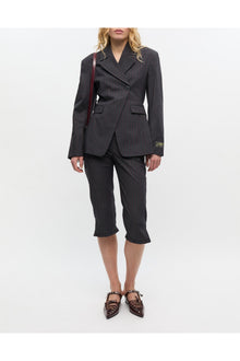 Black Pinstripe Capri Trousers | Phantom