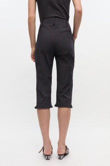 Black Pinstripe Capri Trousers | Phantom