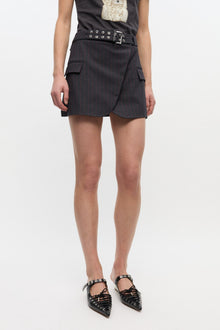Black Pinstripe Mini Skirt | Phantom