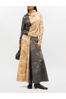 Black and Beige Ruched Top | Multicolour