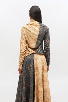Black and Beige Ruched Top | Multicolour