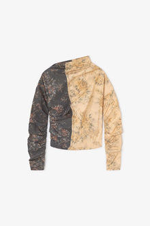 Black and Beige Ruched Top | Multicolour