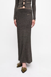 Black and Gold Sparkle Rib Maxi Skirt | Multicolour