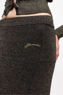 Black and Gold Sparkle Rib Maxi Skirt | Multicolour