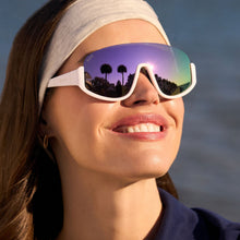 Unisex | Blazer Sunglasses | Matte White | Lavender Polarized Lenses