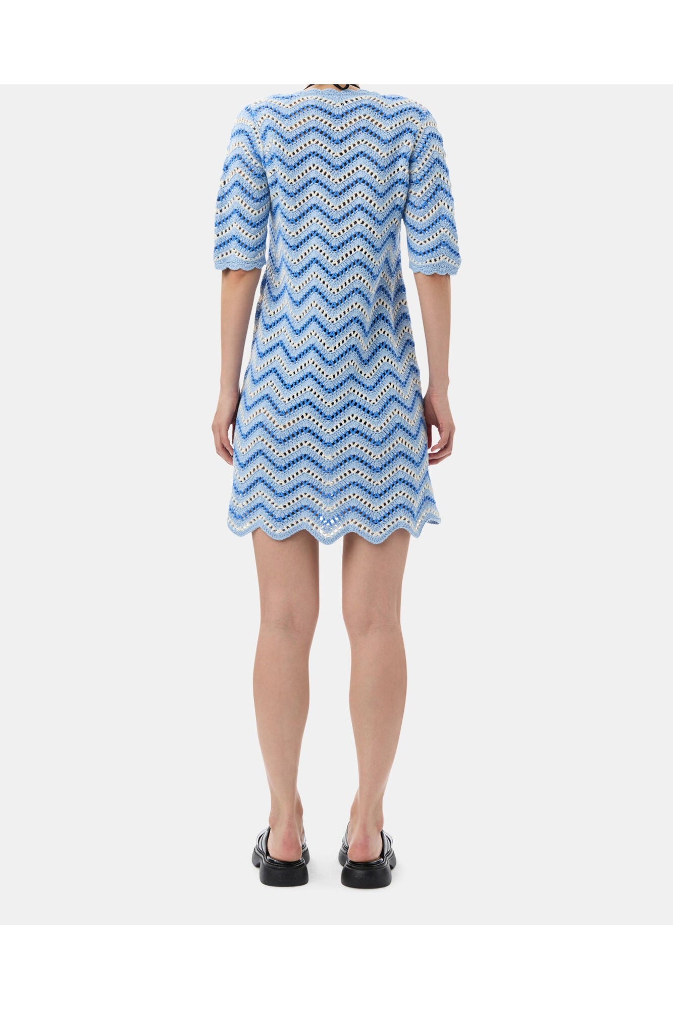 Blue Cotton Crochet Mini Dress | Heather