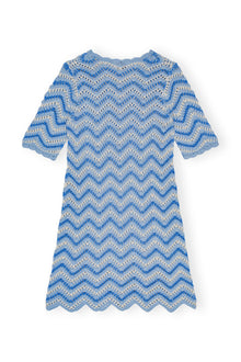 Blue Cotton Crochet Mini Dress | Heather