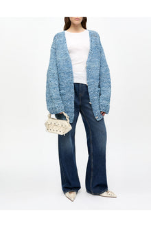 Blue Denim Handknit Cardigan | Light Indigo