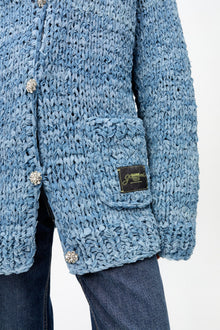 Blue Denim Handknit Cardigan | Light Indigo