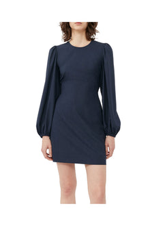 Blue Drapey Melange Open Back Mini Dress | Sky Captain