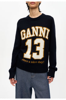 Blue Graphic Wool Jumper | Sky Captain