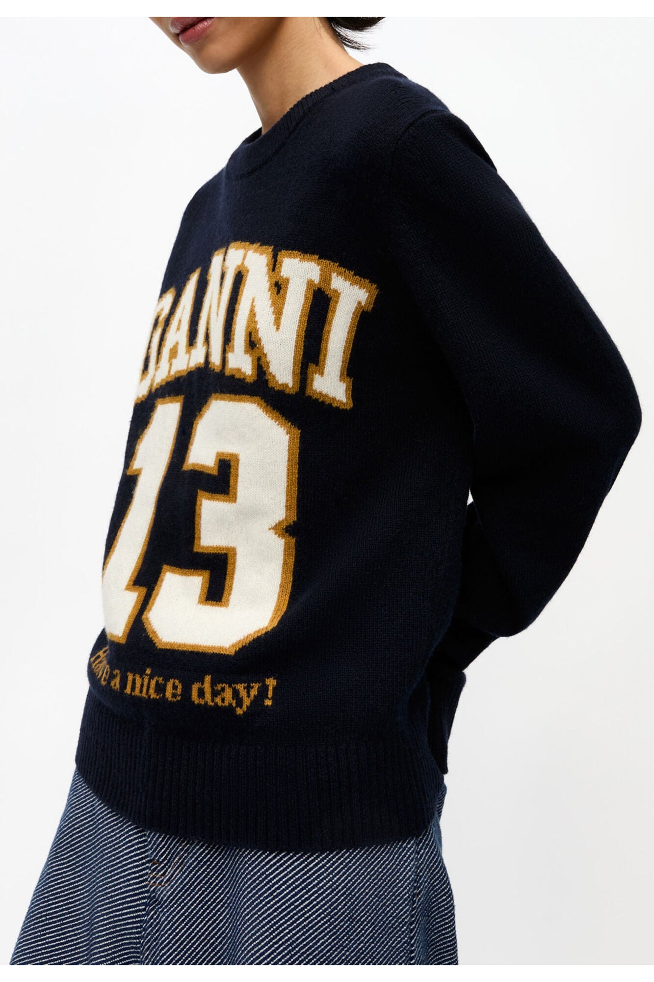Blue Graphic Wool Jumper | Sky Captain