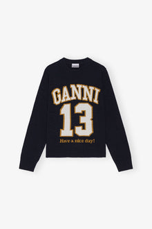 Blue Graphic Wool Jumper | Sky Captain