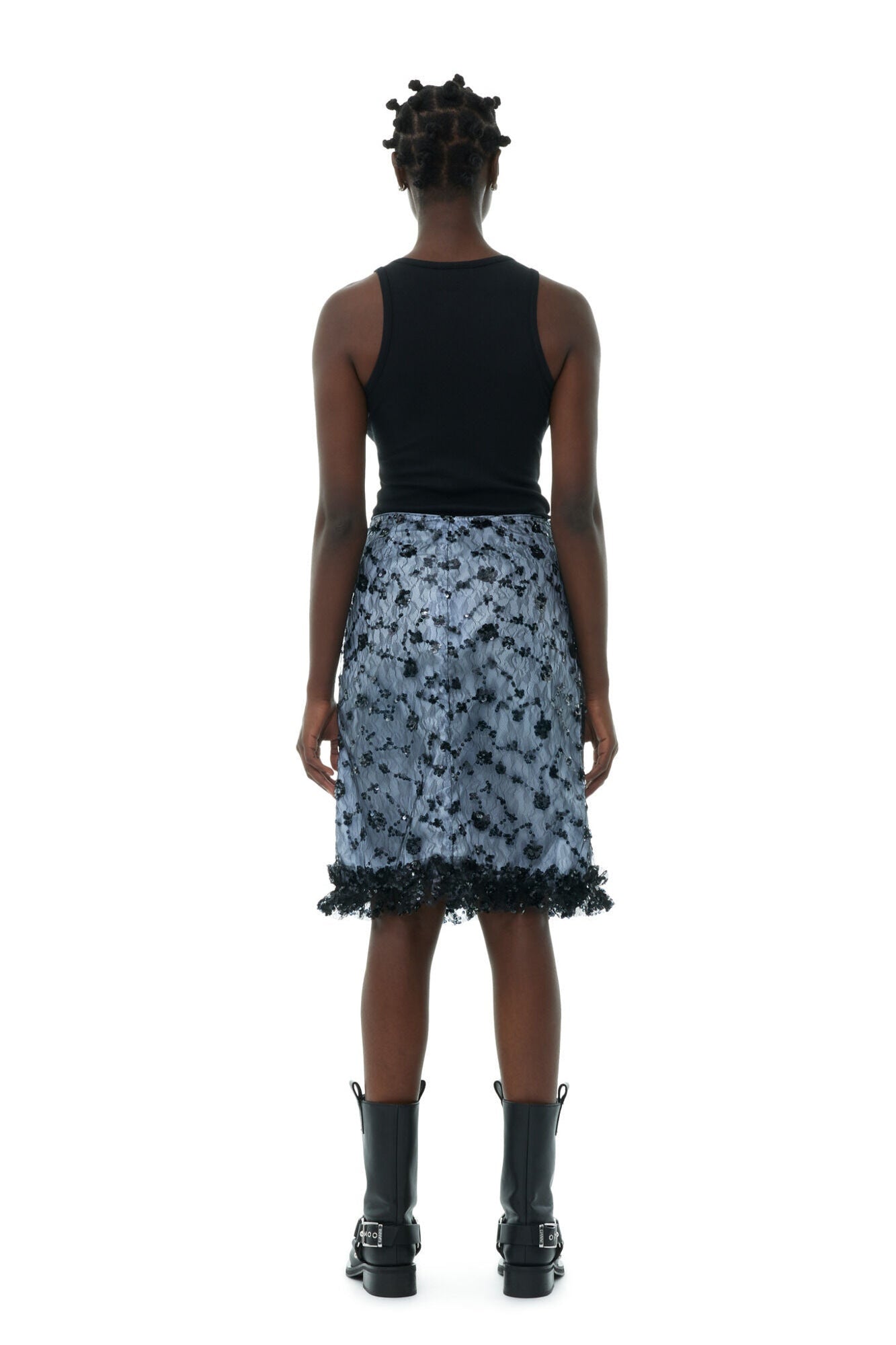 Blue Sequin Lace Skirt | Heather