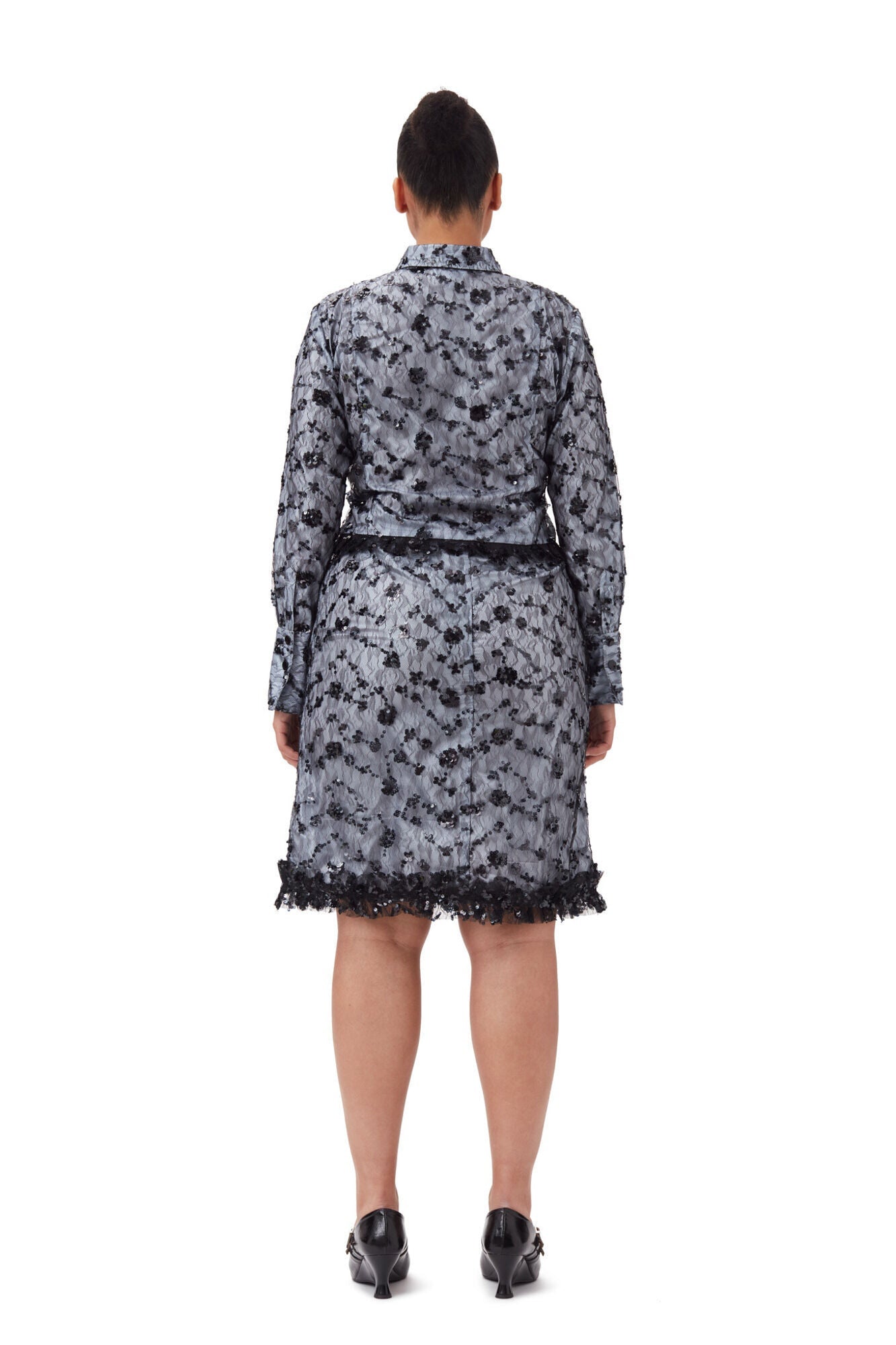 Blue Sequin Lace Skirt | Heather