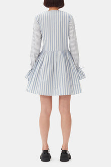 Blue Stripe Cotton Mini Wrap Dress | Egret