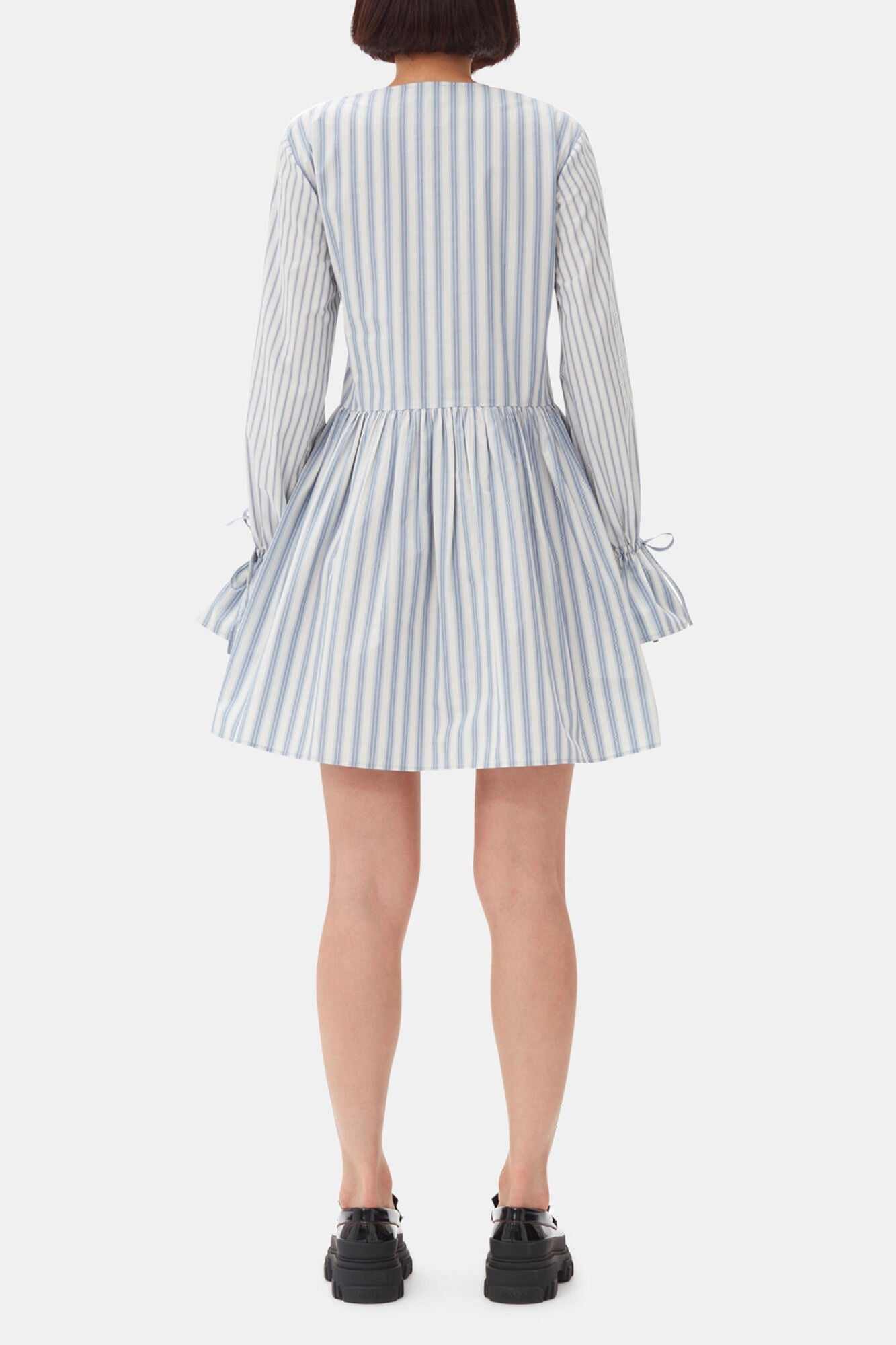 Blue Stripe Cotton Mini Wrap Dress | Egret