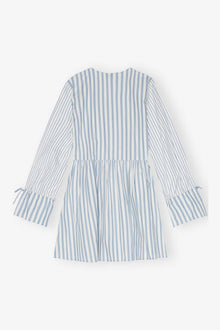Blue Stripe Cotton Mini Wrap Dress | Egret