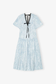 Blue Textured Cloque Midi Dress | Soft Chambray