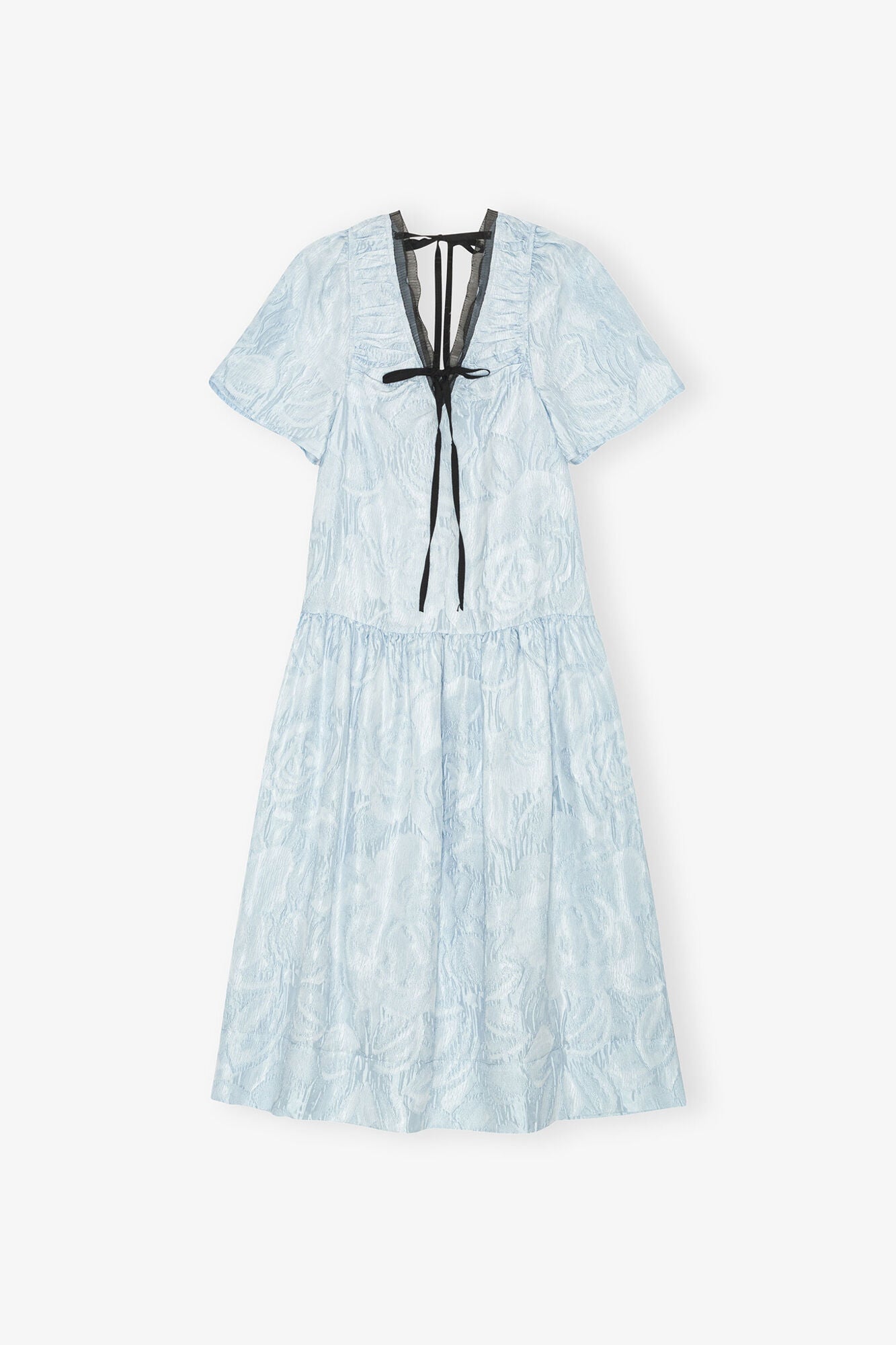 Blue Textured Cloque Midi Dress | Soft Chambray