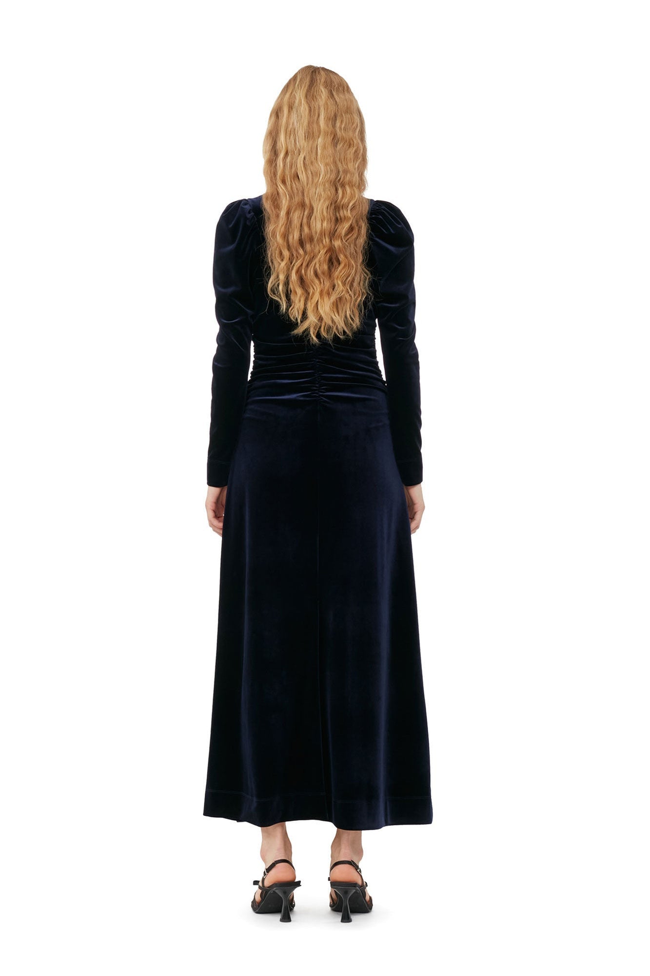 Blue Velvet Jersey Long Dress | Total Eclipse
