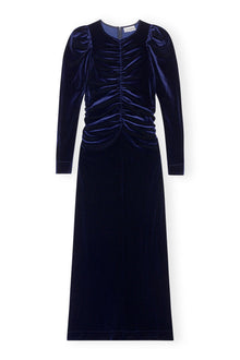 Blue Velvet Jersey Long Dress | Total Eclipse