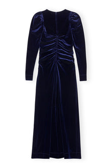 Blue Velvet Jersey Long Dress | Total Eclipse
