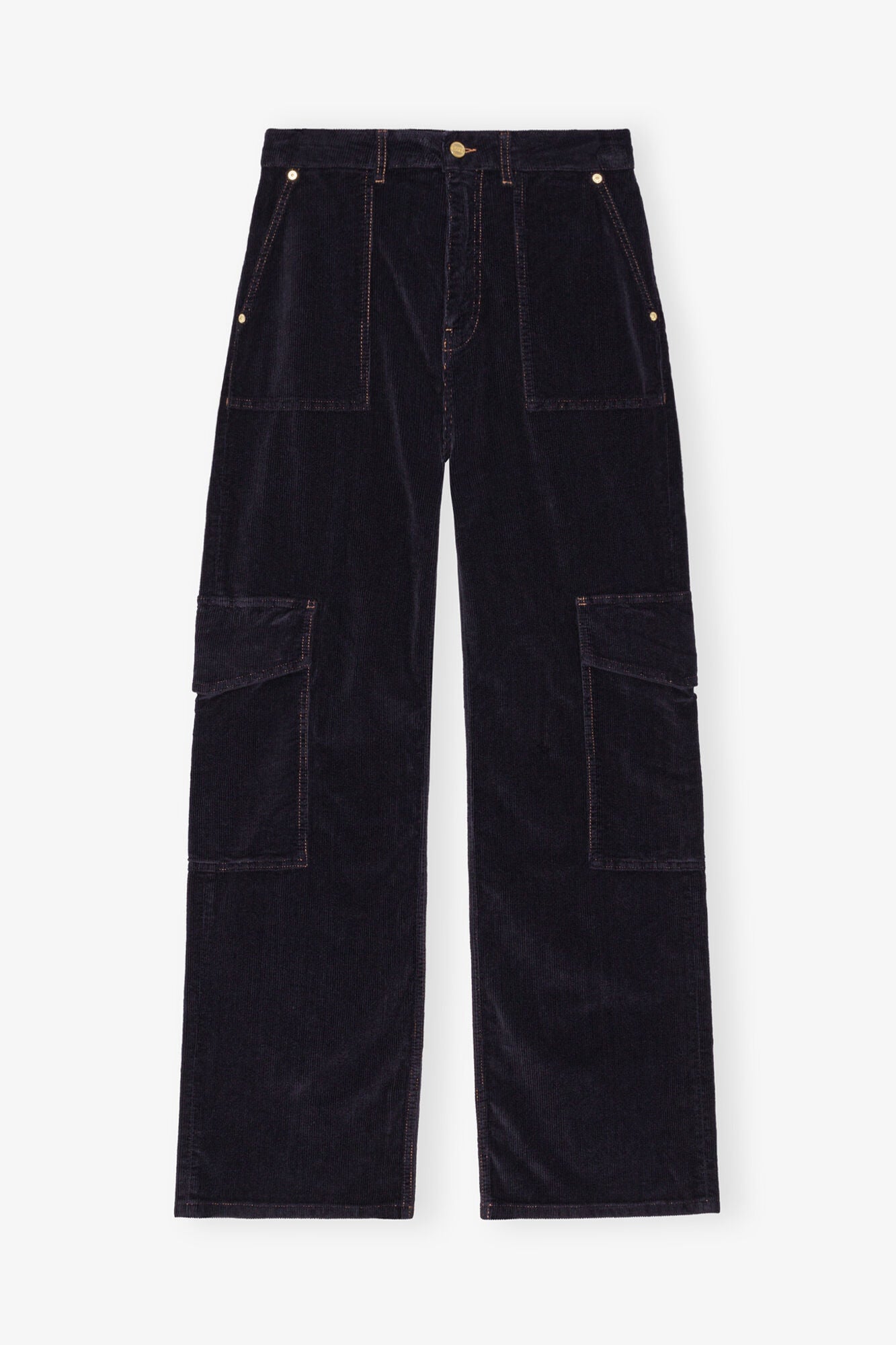 Blue Washed Corduroy Cargo Trousers | Sky Captain