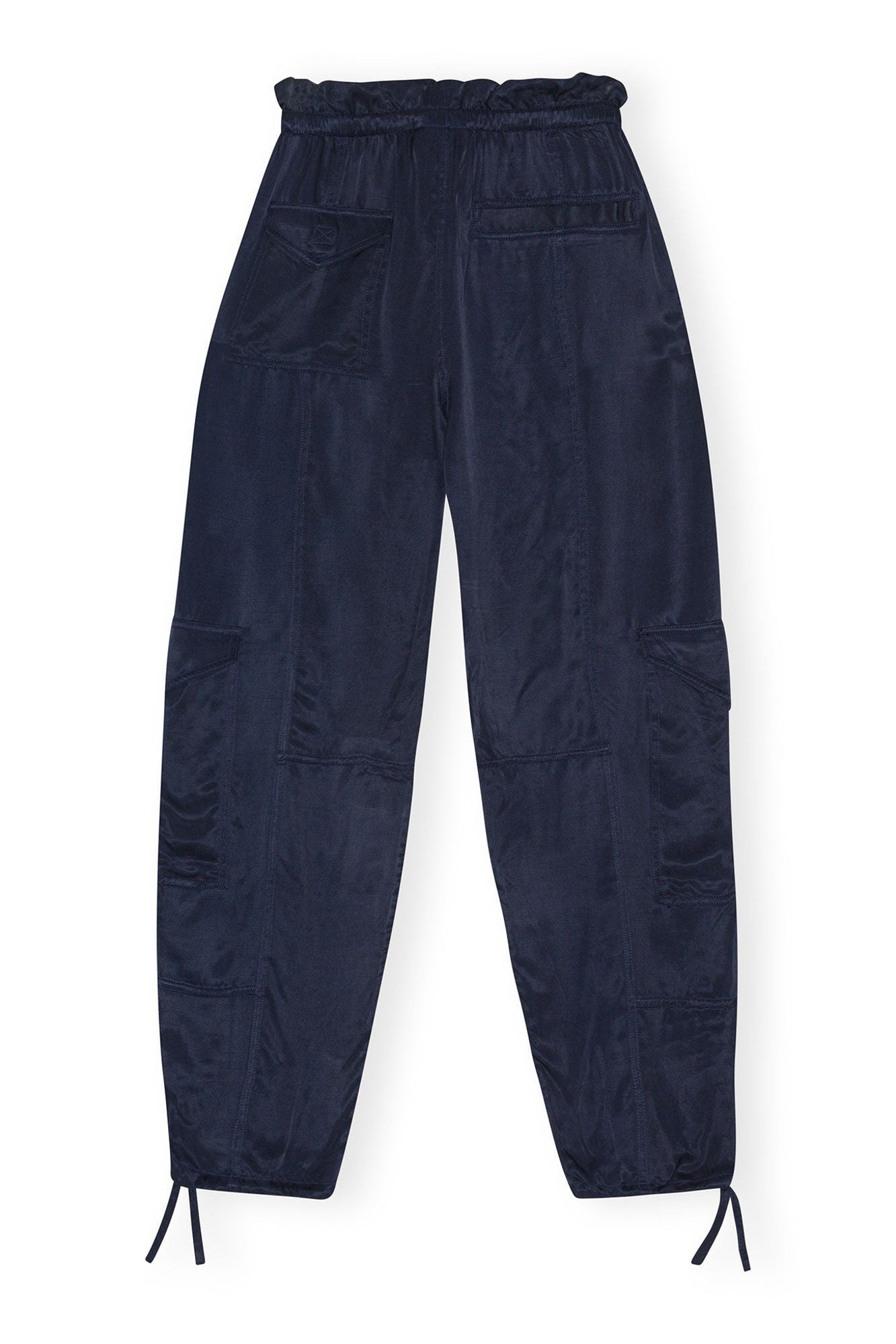 Blue Washed Satin Trousers | Sky Captain