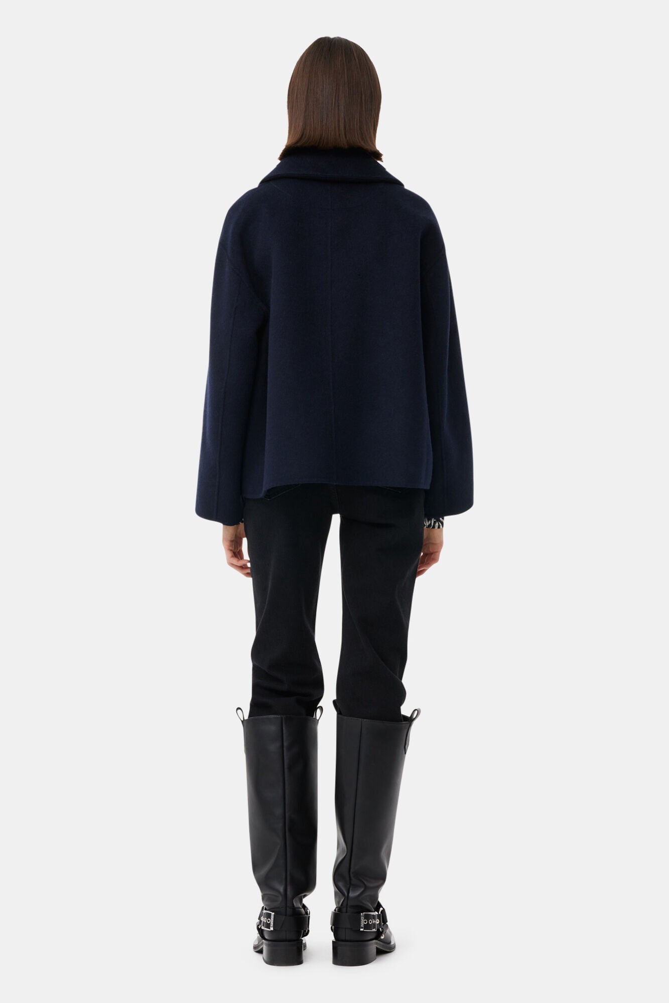 Blue Wool Wide Collar Jacket | Sky Captain