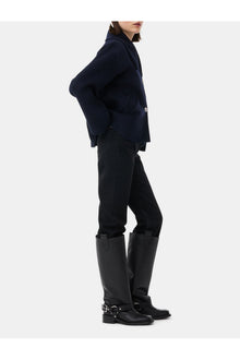 Blue Wool Wide Collar Jacket | Sky Captain