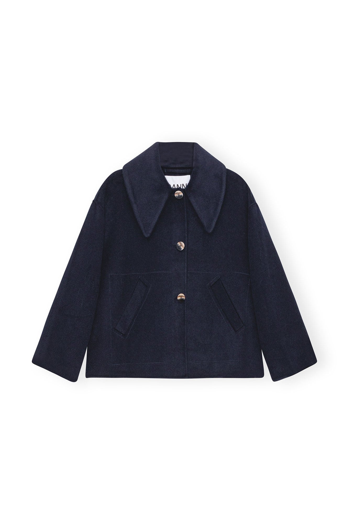 Blue Wool Wide Collar Jacket | Sky Captain