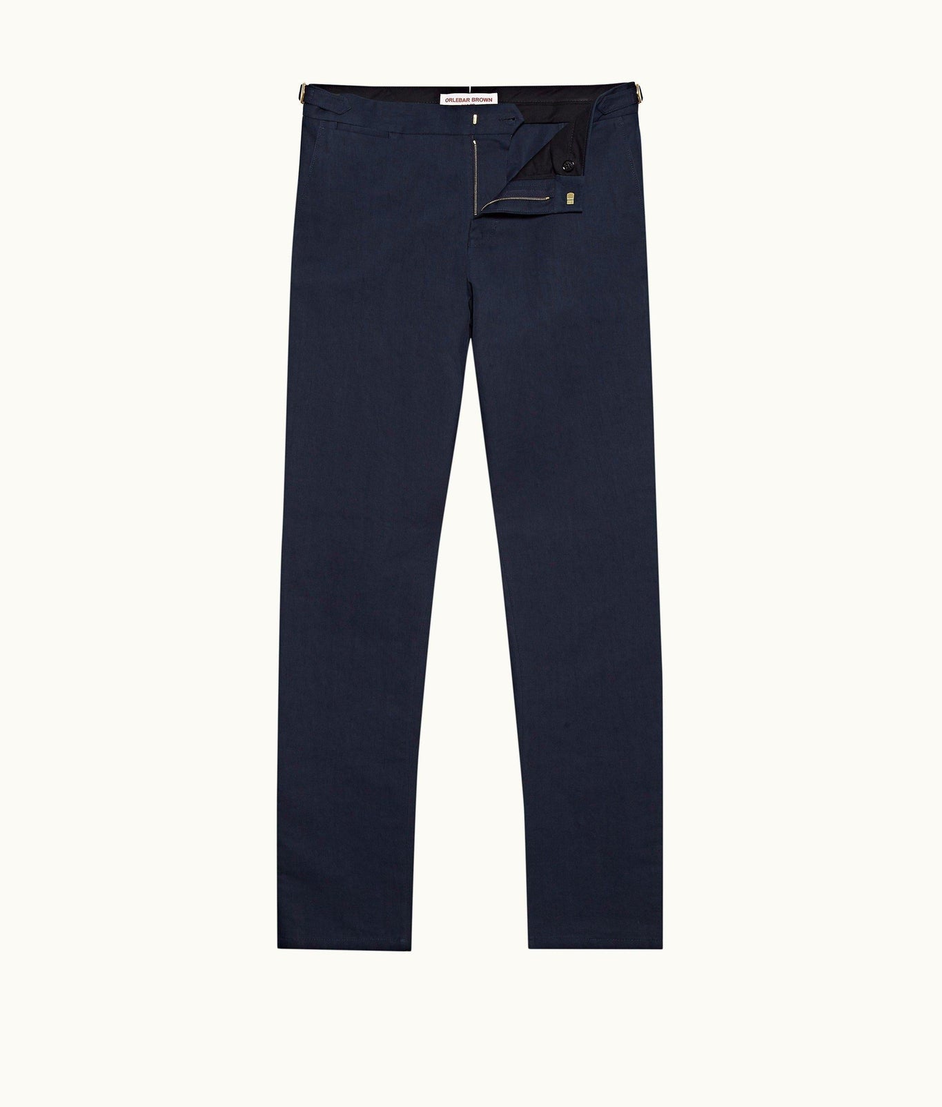 Bodnant Tailored Fit Cotton & Linen Trousers | Navy