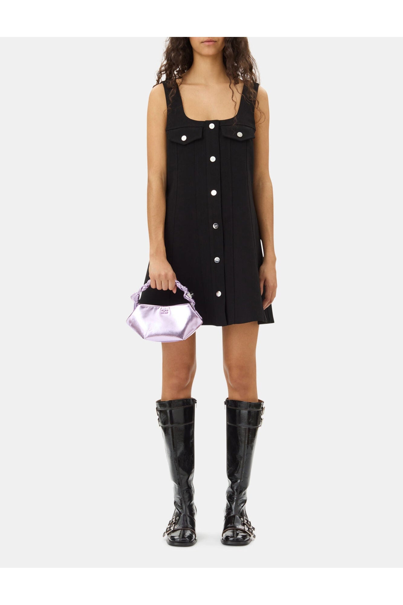Bonded Crepe Mini Dress | Black (V2)