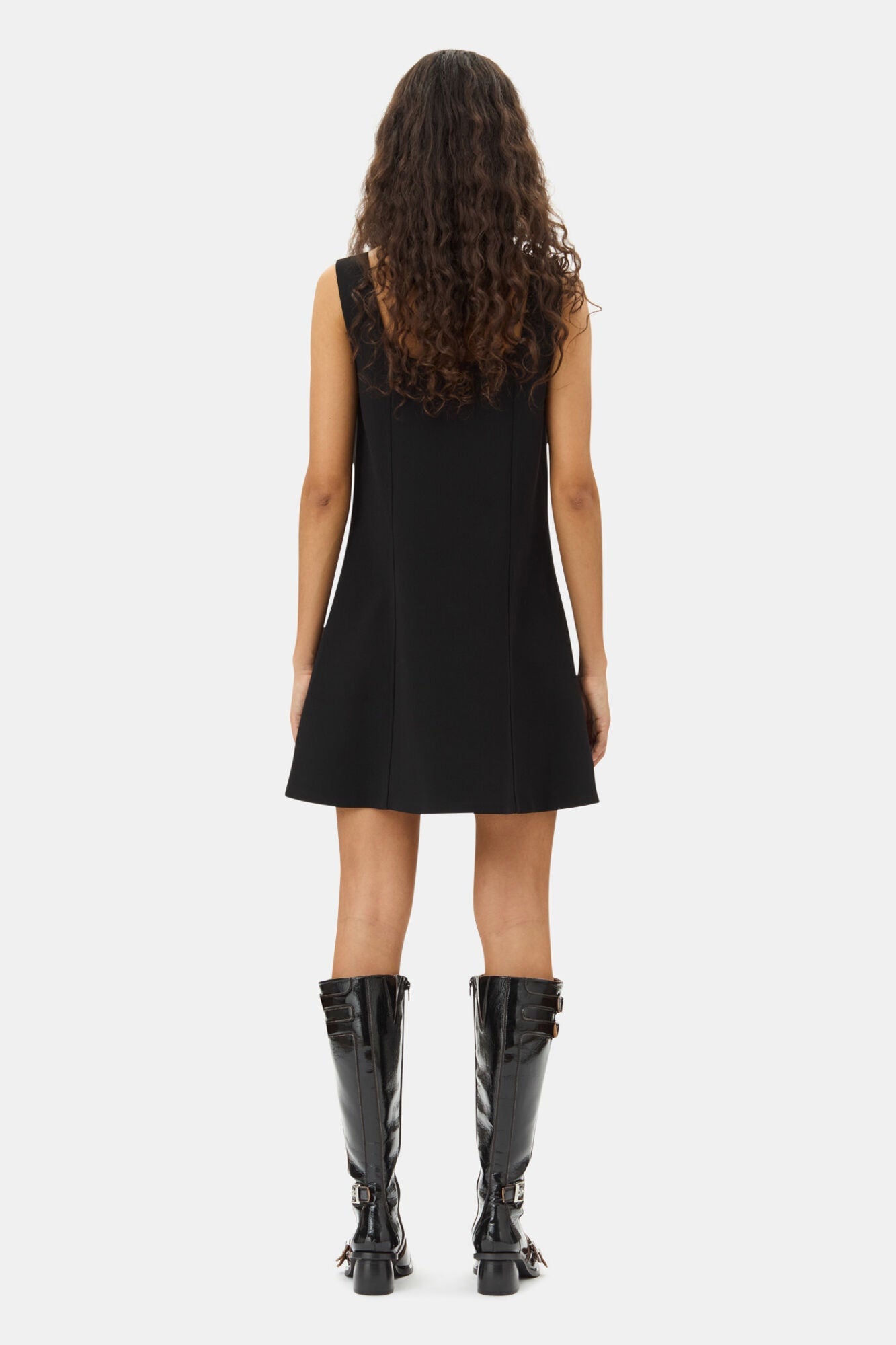 Bonded Crepe Mini Dress | Black (V2)