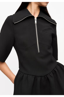 Bonded Crepe Mini Dress | Black (V3)