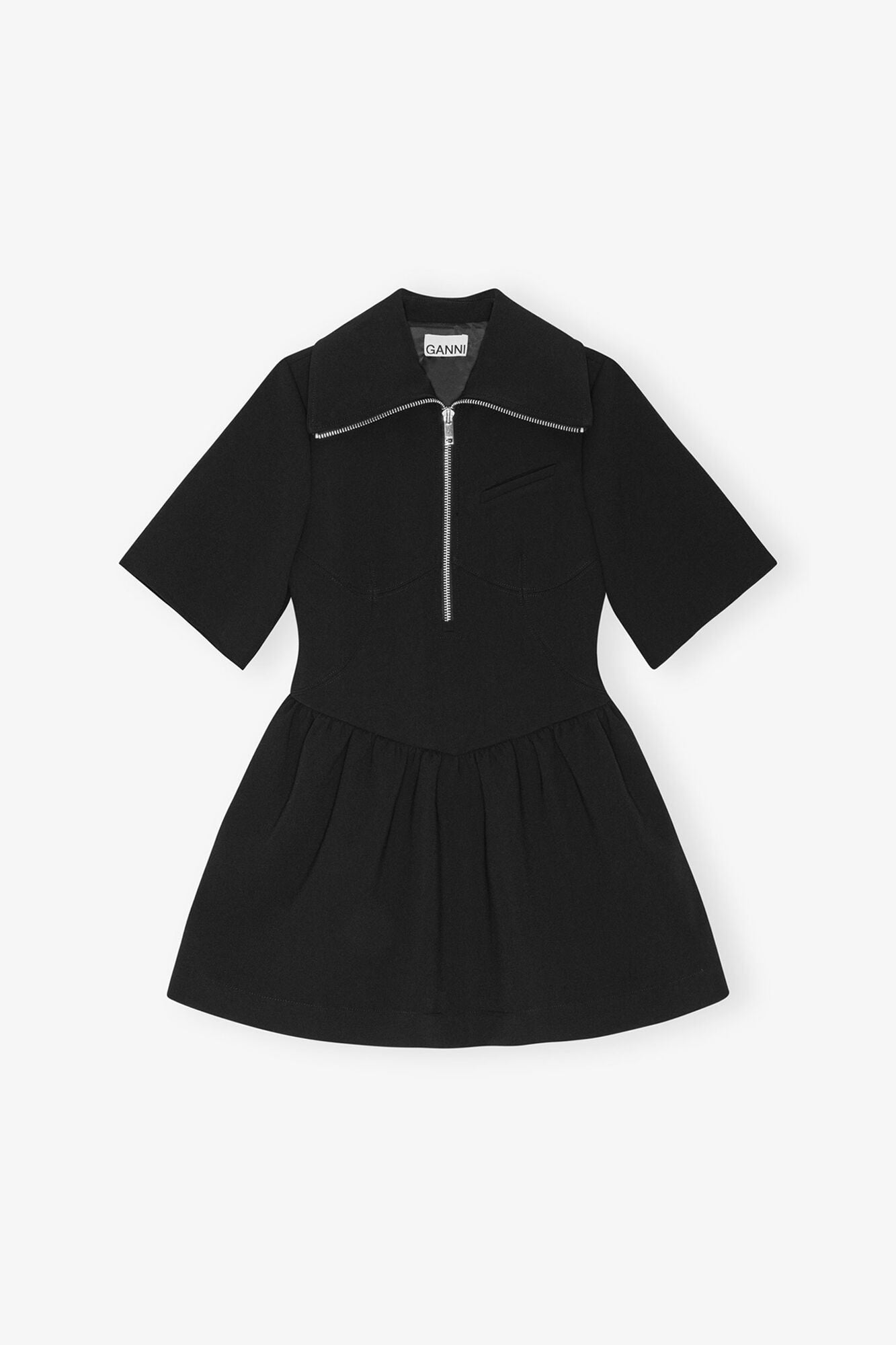 Bonded Crepe Mini Dress | Black (V3)