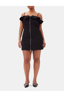 Bonded Crepe Strap Mini Dress | Black