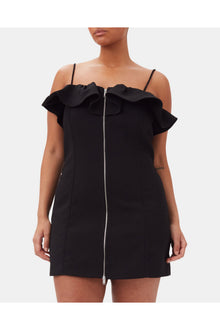 Bonded Crepe Strap Mini Dress | Black
