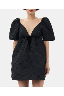 Botanical Jacquard Mini Dress | Black