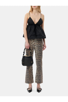 Botanical Jacquard Strap Top | Black